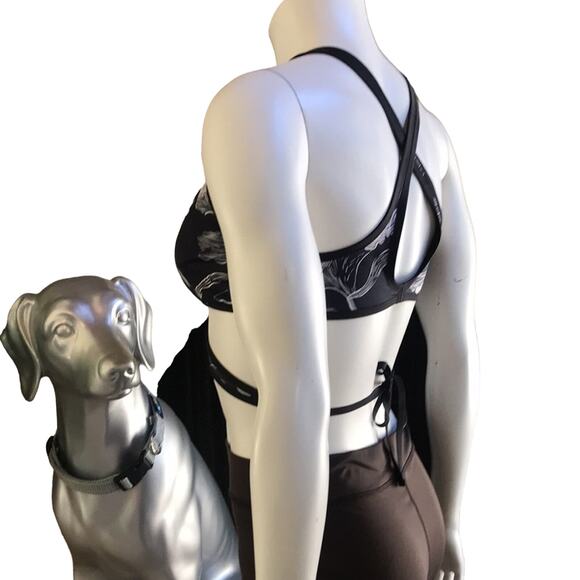 Athleta Floral Fiore Wrap Black Bikini Swim Top UPF 50+ Women's Size XS - Picture 3 of 8